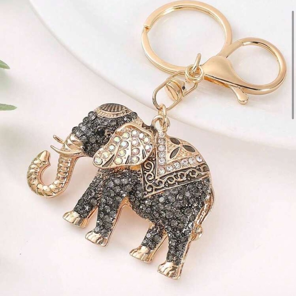 One Elephant Bag Charm and/or Keychain with Rhinestones Pick a Color